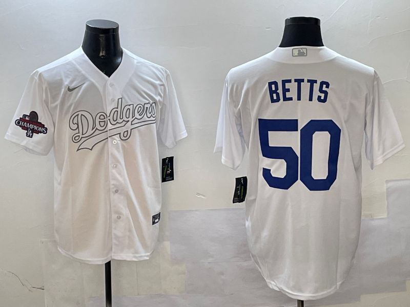 Men Los Angeles Dodgers #50 Betts White Fashion Edition Game 2025 Nike MLB Jersey style 2->los angeles dodgers->MLB Jersey
